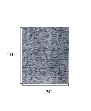 HomeRoots 5' Abstract Power Loom Area Rug in Blue, Ivory & Tan - Modern Design for Stylish Home Decor 7' X 10' 567719