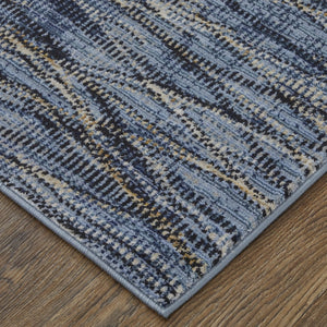 HomeRoots 5' Abstract Power Loom Area Rug in Blue, Ivory & Tan - Modern Design for Stylish Home Decor 7' X 10' 567719