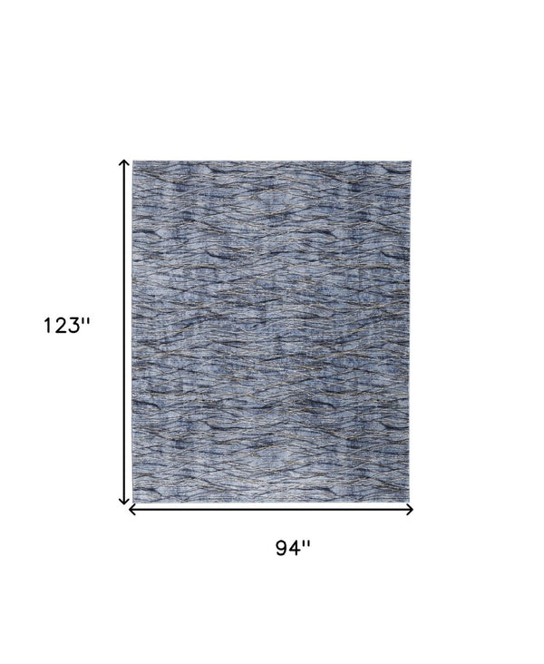 HomeRoots 5' Abstract Power Loom Area Rug in Blue, Ivory & Tan - Modern Design for Stylish Home Decor 8' X 10' 567720