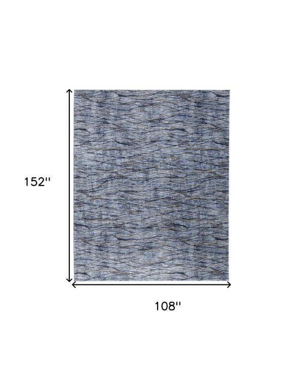 HomeRoots 5' Abstract Power Loom Area Rug in Blue, Ivory & Tan - Modern Design for Stylish Home Decor 9' X 13' 567721