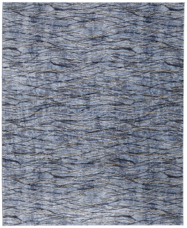 HomeRoots 5' Abstract Power Loom Area Rug in Blue, Ivory & Tan - Modern Design for Stylish Home Decor 9' X 13' 567721