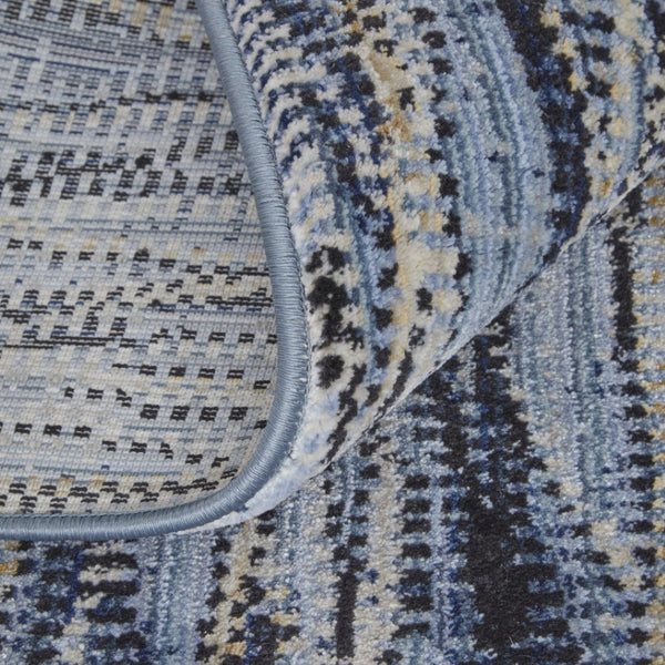 HomeRoots 5' Abstract Power Loom Area Rug in Blue, Ivory & Tan - Modern Design for Stylish Home Decor 9' X 13' 567721