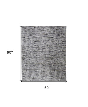 HomeRoots 5' Gray Ivory Tan Abstract Area Rug - Durable, Stain-Resistant, Contemporary Design for Modern Spaces 5' X 8' 567723