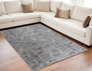 HomeRoots 5' Gray Ivory Tan Abstract Area Rug - Durable, Stain-Resistant, Contemporary Design for Modern Spaces 5' X 8' 567723