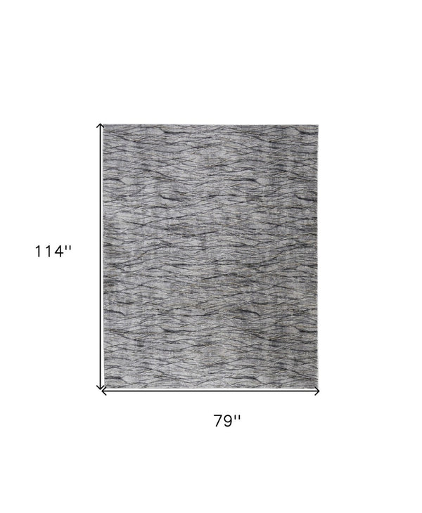 HomeRoots 5' Gray Ivory Tan Abstract Area Rug - Durable, Stain-Resistant, Contemporary Design for Modern Spaces 7' X 10' 567724