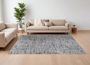 HomeRoots 5' Gray Ivory Tan Abstract Area Rug - Durable, Stain-Resistant, Contemporary Design for Modern Spaces 7' X 10' 567724