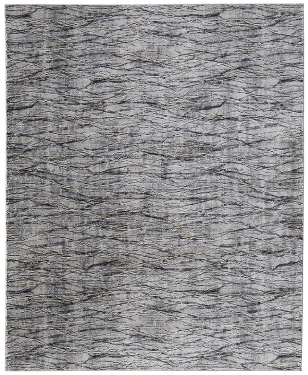 HomeRoots 5' Gray Ivory Tan Abstract Area Rug - Durable, Stain-Resistant, Contemporary Design for Modern Spaces 7' X 10' 567724