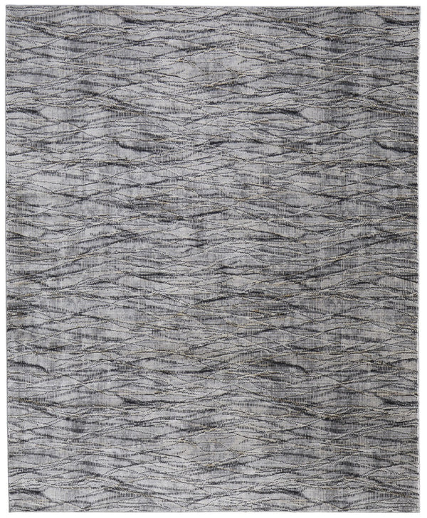 HomeRoots 5' Gray Ivory Tan Abstract Area Rug - Durable, Stain-Resistant, Contemporary Design for Modern Spaces 9' X 13' 567726