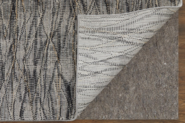 HomeRoots 5' Gray Ivory Tan Abstract Area Rug - Durable, Stain-Resistant, Contemporary Design for Modern Spaces 9' X 13' 567726