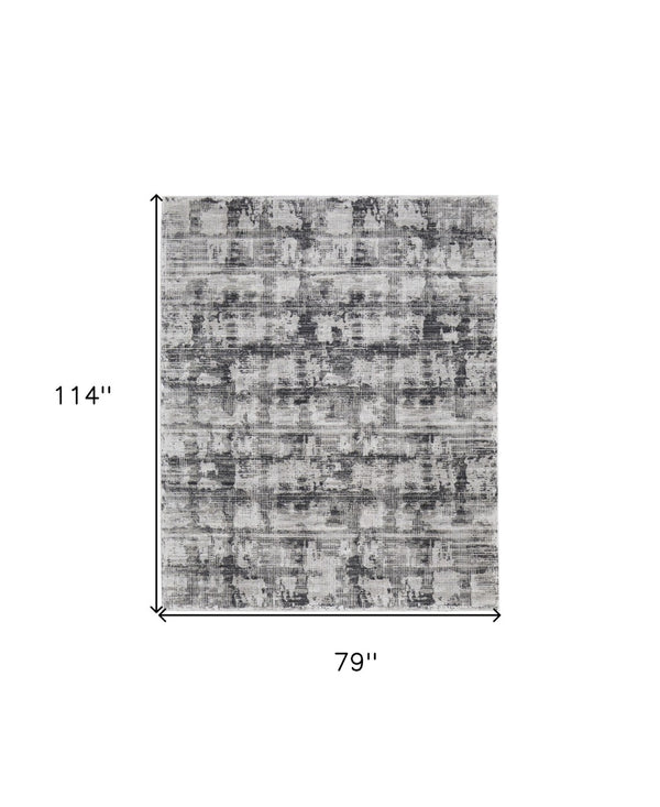 HomeRoots 5' Gray and Ivory Abstract Area Rug – Power Loomed, Durable, Stain-Resistant, Modern Design for Any Room 7' X 10' 567729