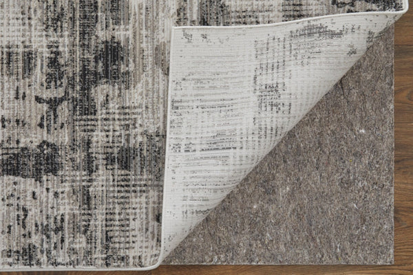 HomeRoots 5' Gray and Ivory Abstract Area Rug – Power Loomed, Durable, Stain-Resistant, Modern Design for Any Room 7' X 10' 567729