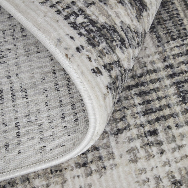 HomeRoots 5' Gray and Ivory Abstract Area Rug – Power Loomed, Durable, Stain-Resistant, Modern Design for Any Room 7' X 10' 567729