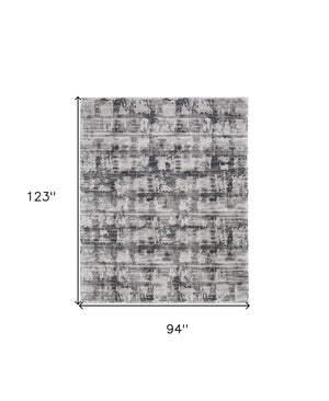 HomeRoots 5' Gray and Ivory Abstract Area Rug – Power Loomed, Durable, Stain-Resistant, Modern Design for Any Room 8' X 10' 567730
