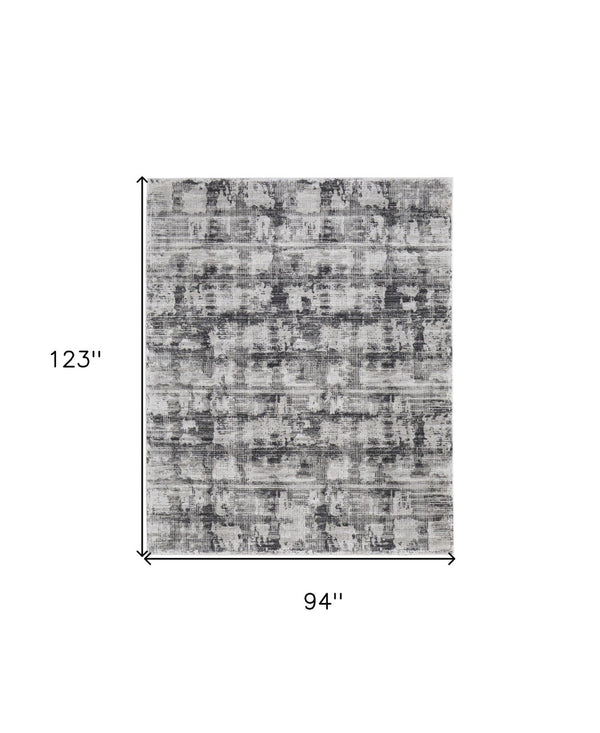 HomeRoots 5' Gray and Ivory Abstract Area Rug – Power Loomed, Durable, Stain-Resistant, Modern Design for Any Room 8' X 10' 567730