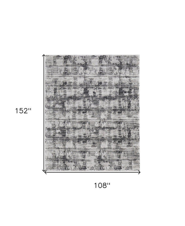 HomeRoots 5' Gray and Ivory Abstract Area Rug – Power Loomed, Durable, Stain-Resistant, Modern Design for Any Room 9' X 13' 567731