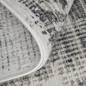 HomeRoots 5' Gray and Ivory Abstract Area Rug – Power Loomed, Durable, Stain-Resistant, Modern Design for Any Room 9' X 13' 567731