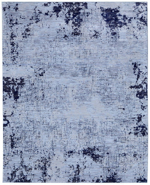HomeRoots 5' Light Blue and Black Abstract Power Loom Area Rug - Modern, Durable, Stain-Resistant Design for Any Room 5' X 8' 567733