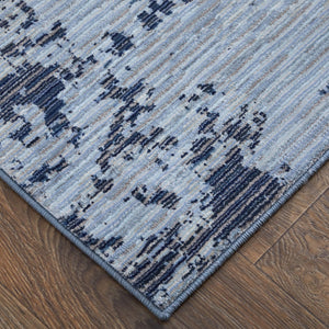 HomeRoots 5' Light Blue and Black Abstract Power Loom Area Rug - Modern, Durable, Stain-Resistant Design for Any Room 5' X 8' 567733