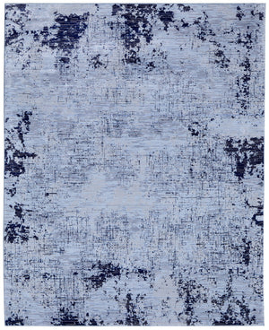HomeRoots 5' Light Blue and Black Abstract Power Loom Area Rug - Modern, Durable, Stain-Resistant Design for Any Room 5' X 8' 567733