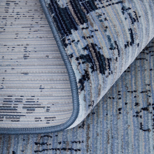 HomeRoots 5' Light Blue and Black Abstract Power Loom Area Rug - Modern, Durable, Stain-Resistant Design for Any Room 7' X 10' 567734