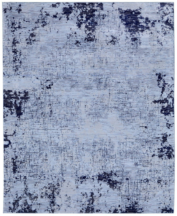 HomeRoots 5' Light Blue and Black Abstract Power Loom Area Rug - Modern, Durable, Stain-Resistant Design for Any Room 8' X 10' 567735