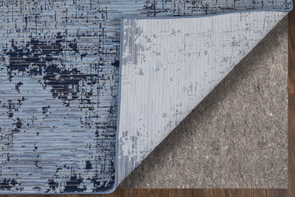 HomeRoots 5' Light Blue and Black Abstract Power Loom Area Rug - Modern, Durable, Stain-Resistant Design for Any Room 8' X 10' 567735