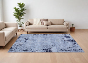 HomeRoots 5' Light Blue and Black Abstract Power Loom Area Rug - Modern, Durable, Stain-Resistant Design for Any Room 8' X 10' 567735