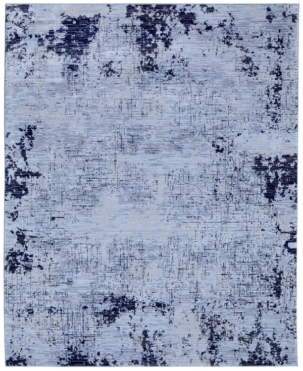 HomeRoots 5' Light Blue and Black Abstract Power Loom Area Rug - Modern, Durable, Stain-Resistant Design for Any Room 9' X 13' 567736