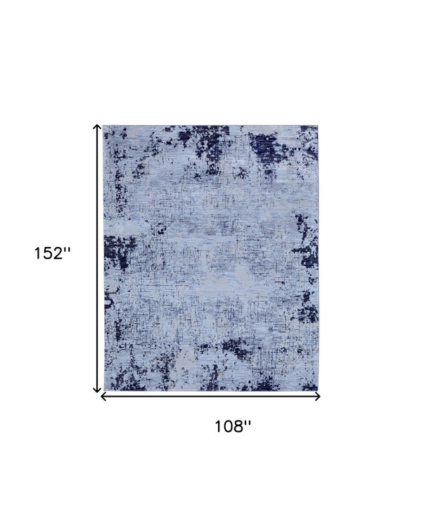 HomeRoots 5' Light Blue and Black Abstract Power Loom Area Rug - Modern, Durable, Stain-Resistant Design for Any Room 9' X 13' 567736