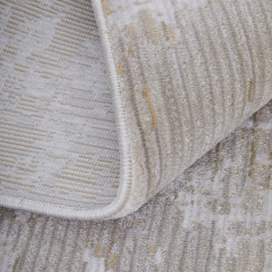 HomeRoots 5' Stylish Gray, Brown, and Ivory Abstract Area Rug – Durable, Stain-Resistant, Kid & Pet Friendly! 5' X 8' 567738