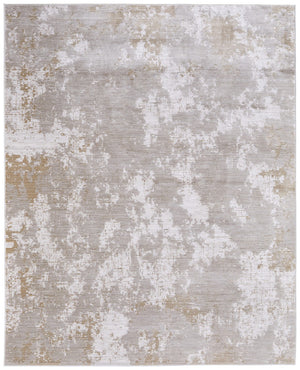 HomeRoots 5' Stylish Gray, Brown, and Ivory Abstract Area Rug – Durable, Stain-Resistant, Kid & Pet Friendly! 7' X 10' 567739