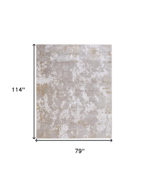 HomeRoots 5' Stylish Gray, Brown, and Ivory Abstract Area Rug – Durable, Stain-Resistant, Kid & Pet Friendly! 7' X 10' 567739