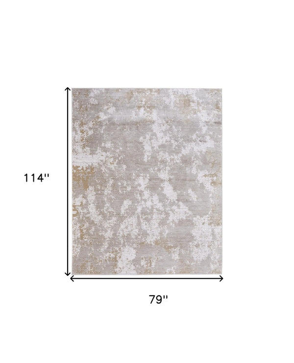 HomeRoots 5' Stylish Gray, Brown, and Ivory Abstract Area Rug – Durable, Stain-Resistant, Kid & Pet Friendly! 7' X 10' 567739