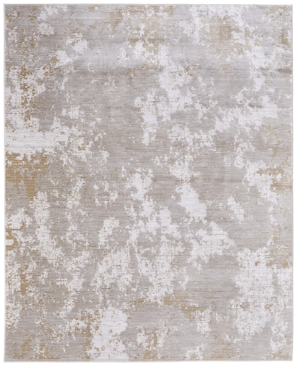 HomeRoots 5' Stylish Gray, Brown, and Ivory Abstract Area Rug – Durable, Stain-Resistant, Kid & Pet Friendly! 8' X 10' 567740