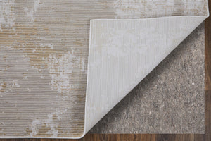 HomeRoots 5' Stylish Gray, Brown, and Ivory Abstract Area Rug – Durable, Stain-Resistant, Kid & Pet Friendly! 8' X 10' 567740
