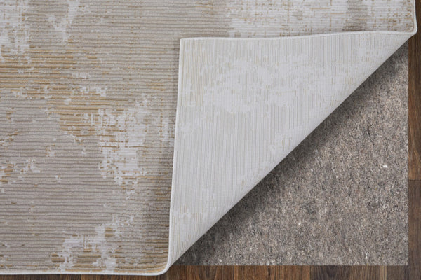 HomeRoots 5' Stylish Gray, Brown, and Ivory Abstract Area Rug – Durable, Stain-Resistant, Kid & Pet Friendly! 8' X 10' 567740
