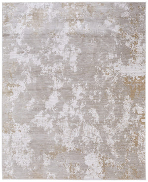 HomeRoots 5' Stylish Gray, Brown, and Ivory Abstract Area Rug – Durable, Stain-Resistant, Kid & Pet Friendly! 8' X 10' 567740