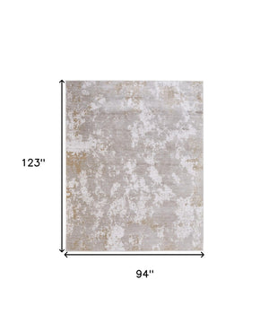 HomeRoots 5' Stylish Gray, Brown, and Ivory Abstract Area Rug – Durable, Stain-Resistant, Kid & Pet Friendly! 8' X 10' 567740