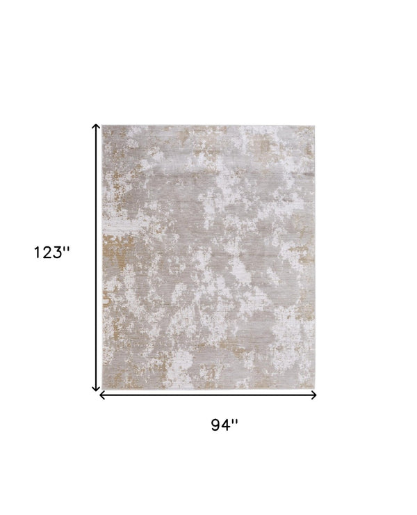 HomeRoots 5' Stylish Gray, Brown, and Ivory Abstract Area Rug – Durable, Stain-Resistant, Kid & Pet Friendly! 8' X 10' 567740
