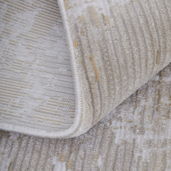 HomeRoots 5' Stylish Gray, Brown, and Ivory Abstract Area Rug – Durable, Stain-Resistant, Kid & Pet Friendly! 9' X 13' 567741
