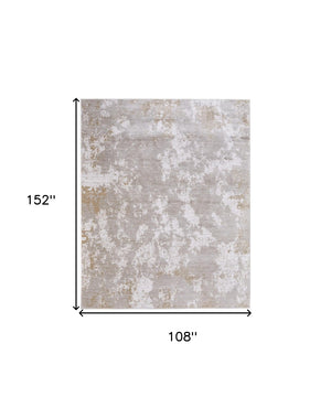 HomeRoots 5' Stylish Gray, Brown, and Ivory Abstract Area Rug – Durable, Stain-Resistant, Kid & Pet Friendly! 9' X 13' 567741