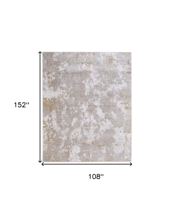 HomeRoots 5' Stylish Gray, Brown, and Ivory Abstract Area Rug – Durable, Stain-Resistant, Kid & Pet Friendly! 9' X 13' 567741
