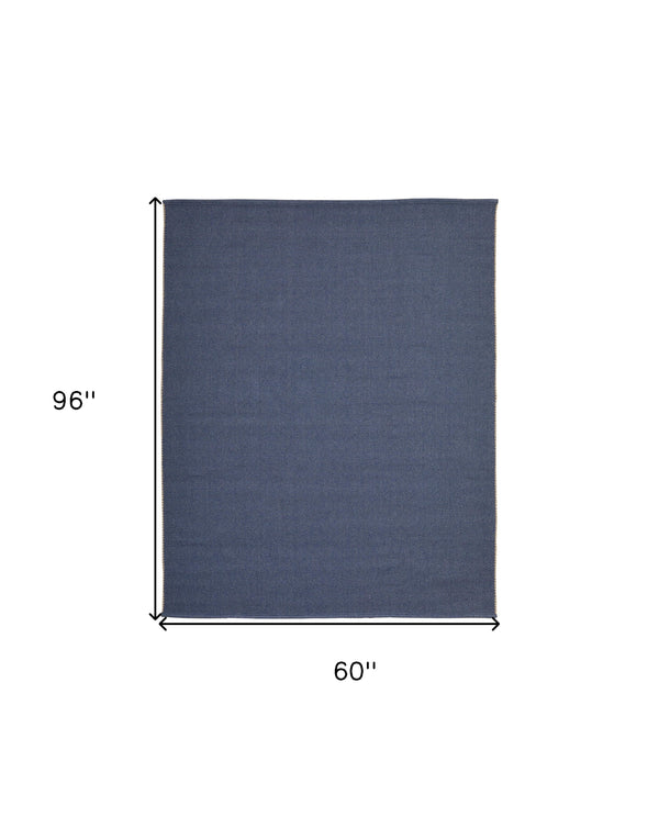 Homeroots 5' X 8' Blue Hand Woven Area Rug Blue Polypropylene 567743