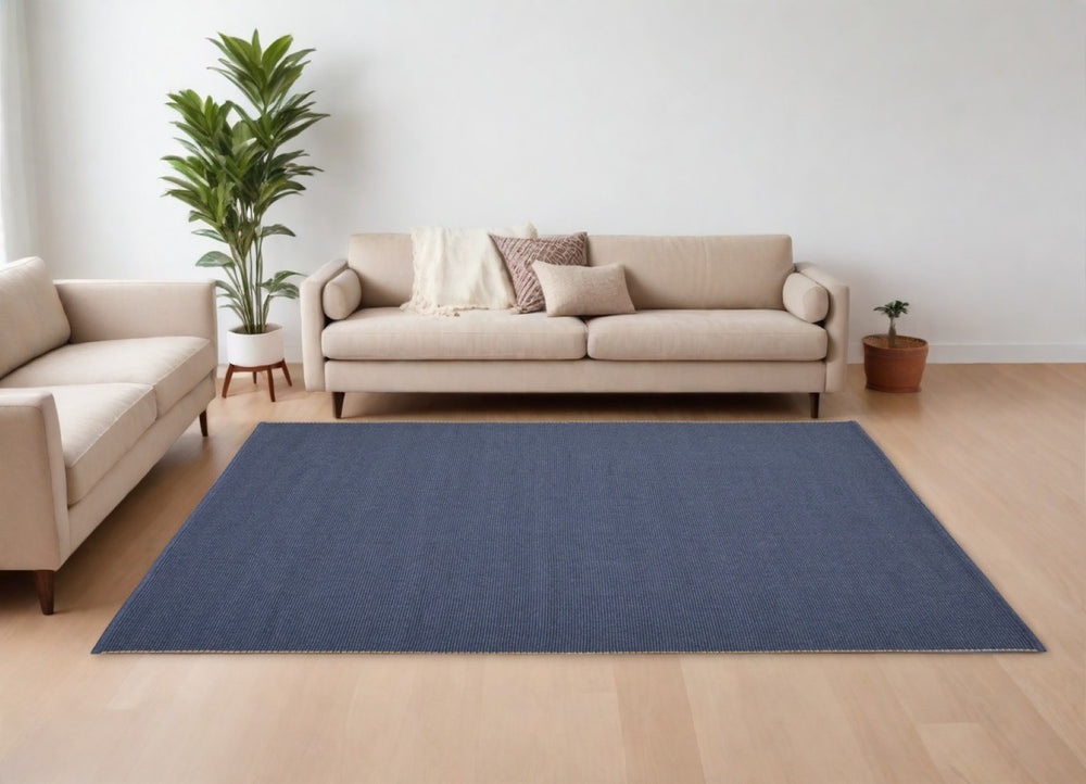 HomeRoots 8' Hand-Woven Blue Area Rug – Artisanal Charm, Stain-Resistant, Reversible Design for All Spaces 8' X 10' 567744