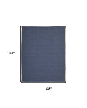 Homeroots 9' X 12' Blue Hand Woven Area Rug Blue Polypropylene 567745