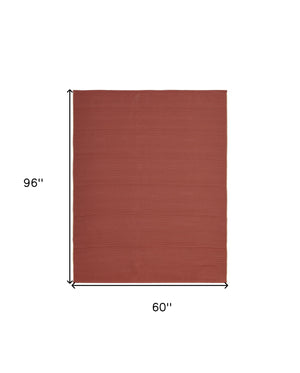 Homeroots 5' X 8' Red And Tan Hand Woven Area Rug Red Polypropylene 567763