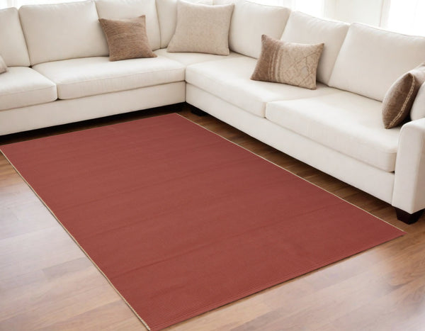 Homeroots 5' X 8' Red And Tan Hand Woven Area Rug Red Polypropylene 567763