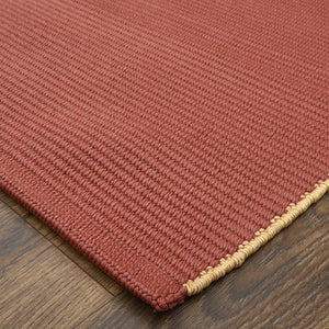 HomeRoots 5' Hand-Woven Red and Tan Area Rug – Unique Artisan Craftsmanship for Timeless Style in Any Room 9' X 12' 567765