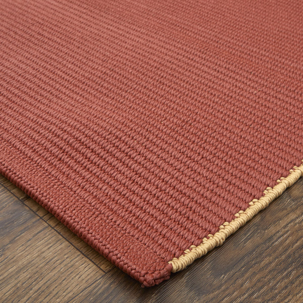 Homeroots 10' X 14' Red And Tan Hand Woven Area Rug Red Polypropylene 567766