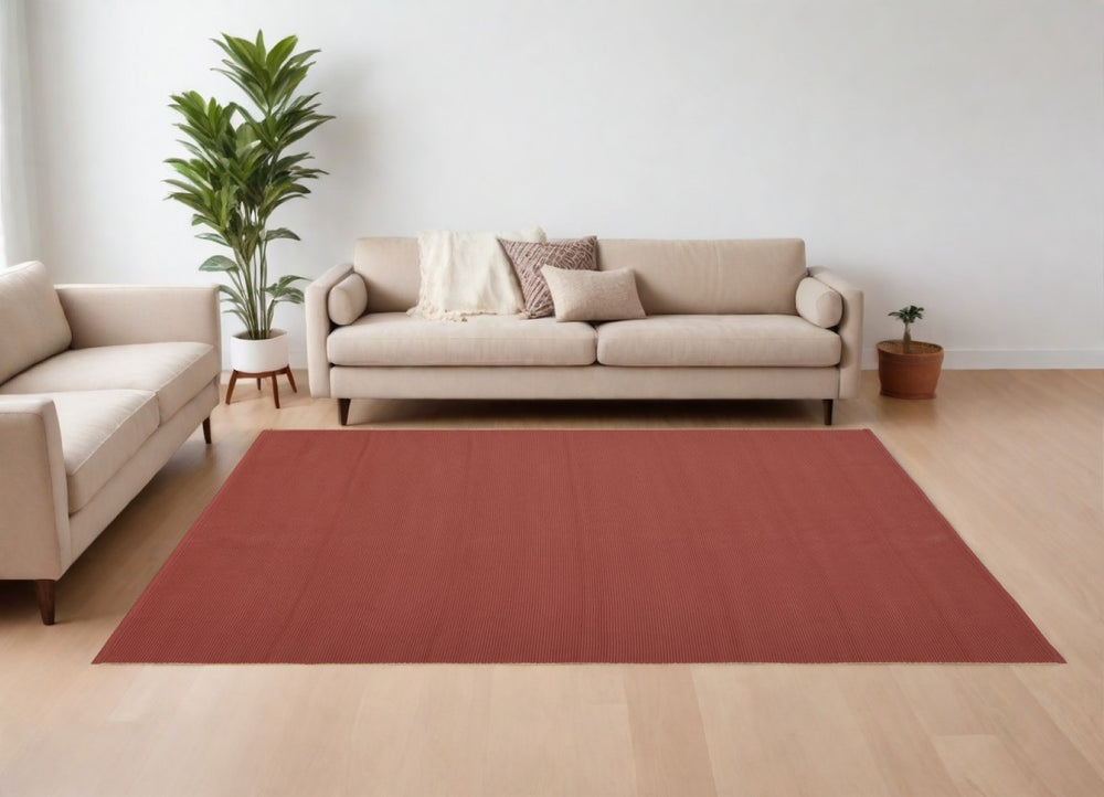 HomeRoots 10' Hand-Woven Red and Tan Area Rug – Durable, Stain-Resistant Design for Stylish Living Spaces 10' X 14' 567766